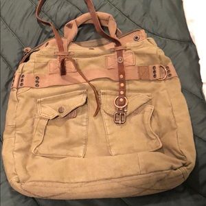 TSD canvas and leather tote bag